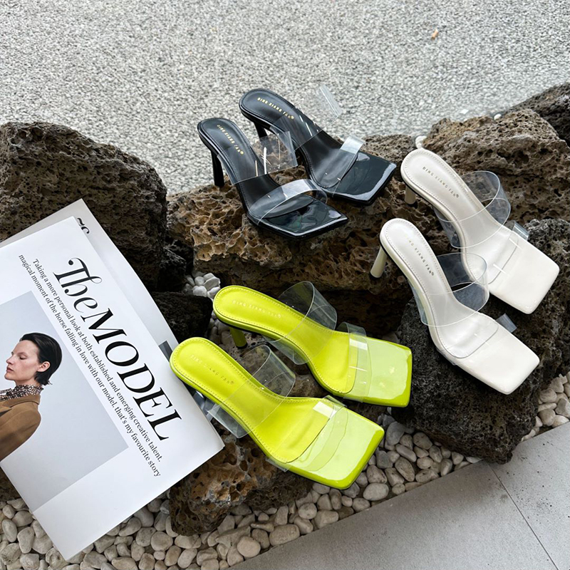 2024 New Summer European American Fashion Thin Strap Sandals Simple Temperament One-Button Buckle High Heel Open Toe Women's Shoes
