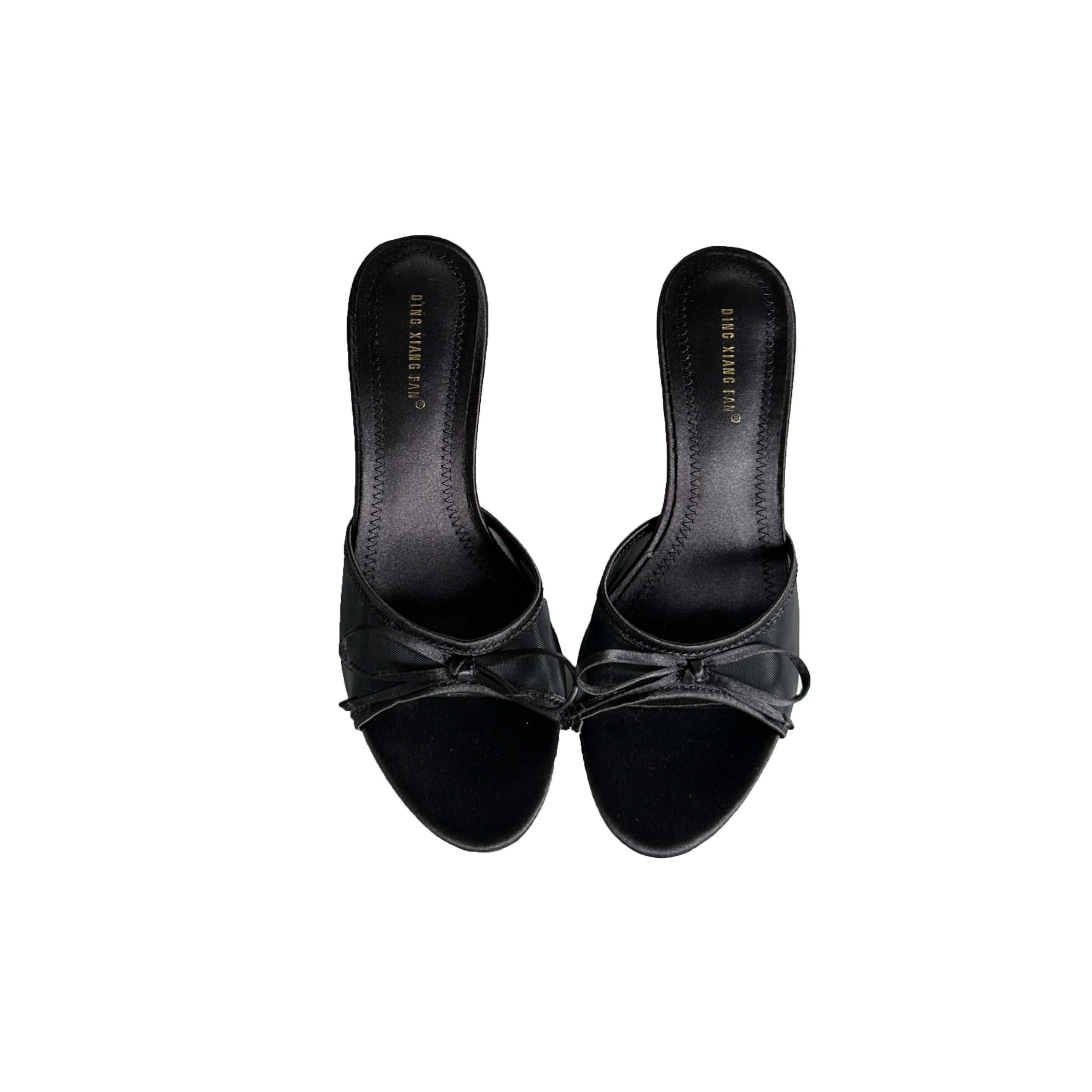 2024 Summer New Fashion European American Style Versatile Thin Heel Sandals Bow Mesh Elegant High Heel Slippers Women - Image 5