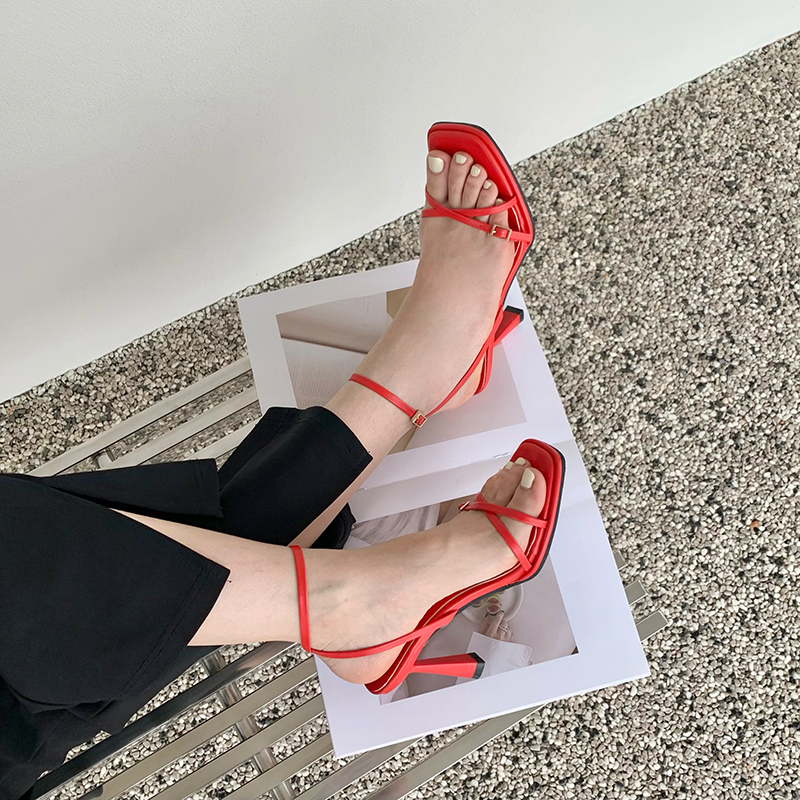 2024 Summer New Fashion Thin Strap High Heel Sandals European and American Style Square Toe Buckle Open Toe Women Shoes 2172 - Image 4