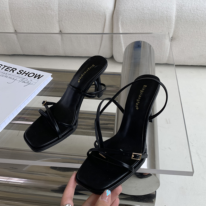 2024 Summer New Fashion Thin Strap High Heel Sandals European and American Style Square Toe Buckle Open Toe Women Shoes 2172 - Image 5