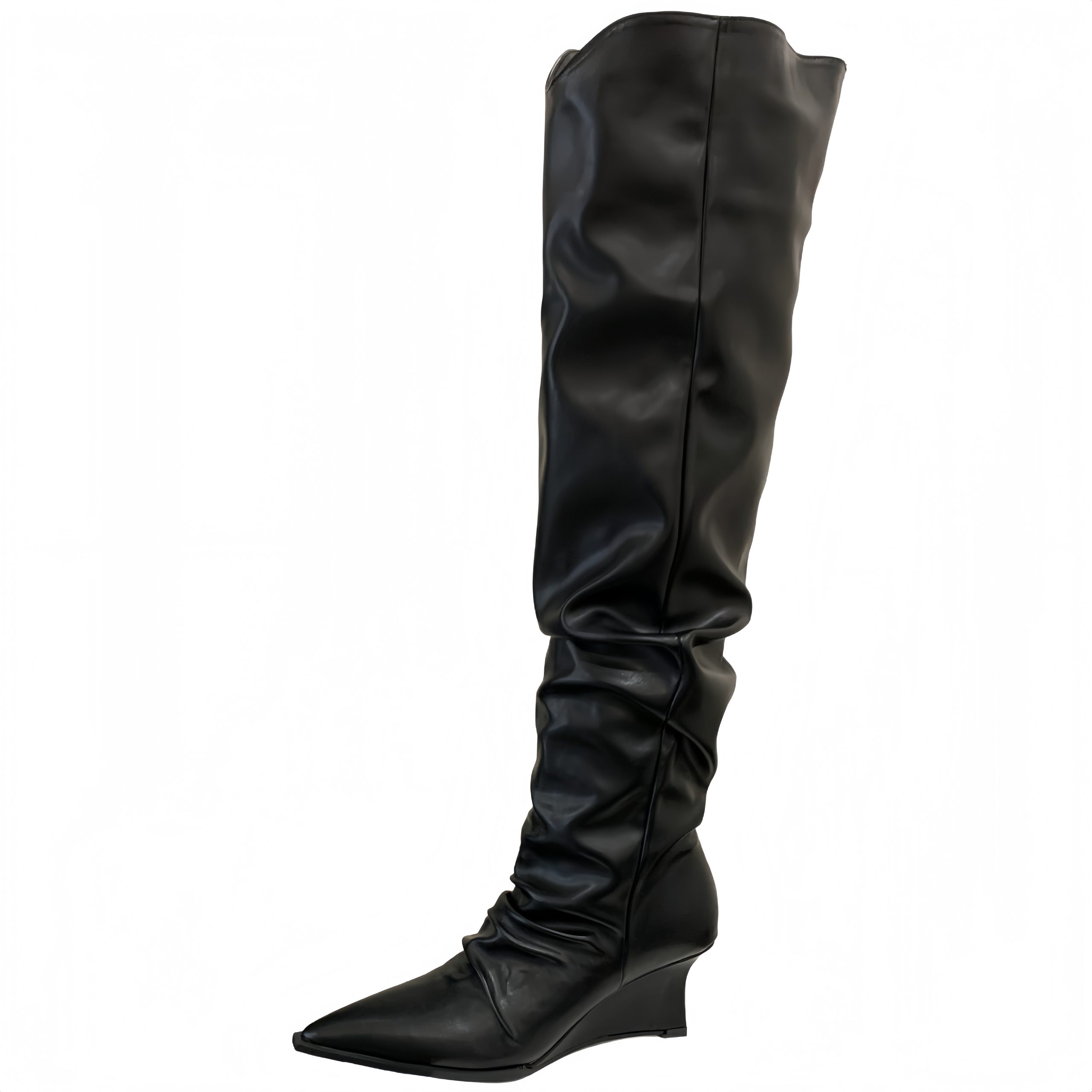 2025 Fashionable Khaki Maillard Boots for Women Brown Tall Boots Slim Pointed Toe Stacked High Boots - Image 5