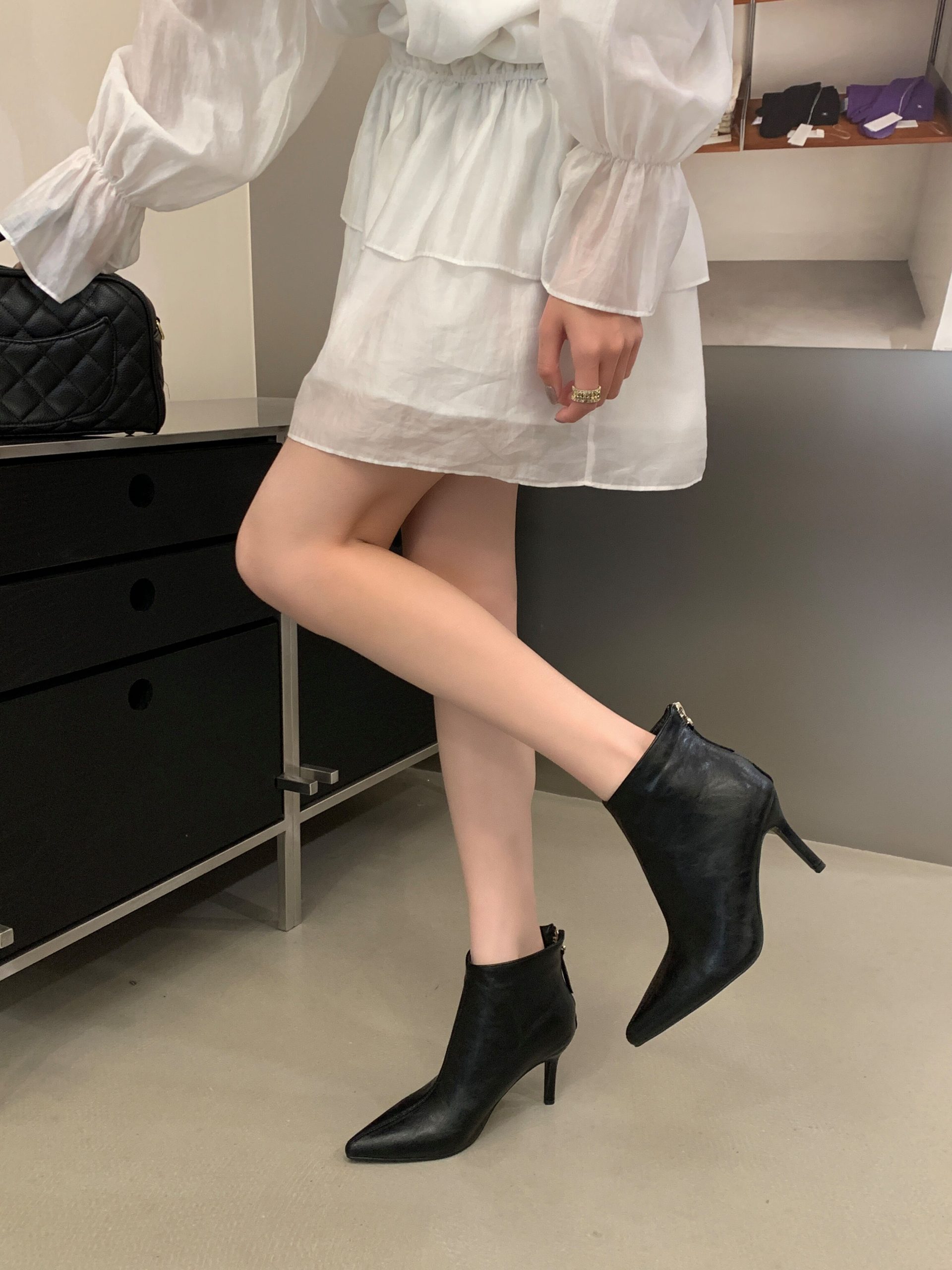 2026 Korean Style Pointed Toe Ankle Boots for Women Slim Fit High Heel Thin Heel Fashion Boots - Image 3
