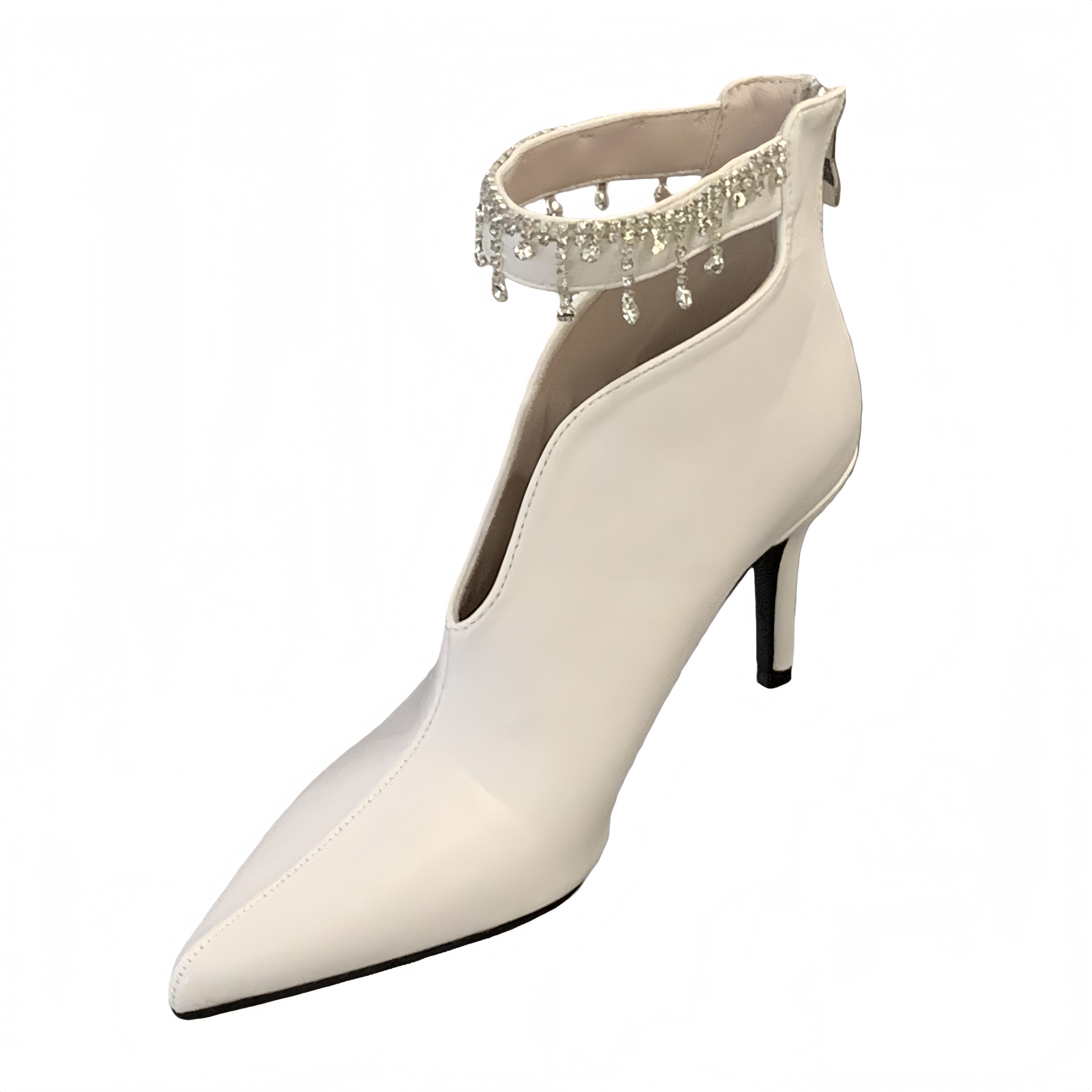BUBUFLY 2026 New Rhinestone Pointed Toe High Heel Ankle Boots Women Thin Heel Faux Leather Martin Boots Fashion - Image 5