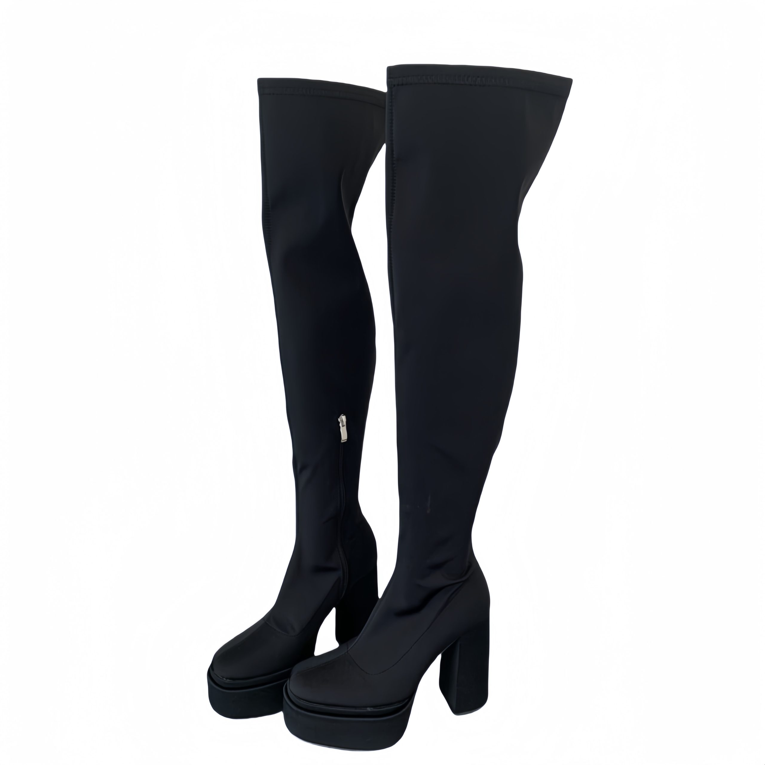 BUBUFLY Women's Over Knee High Chunky Heel Boots Platform Square Toe Fashion Boots - Image 5