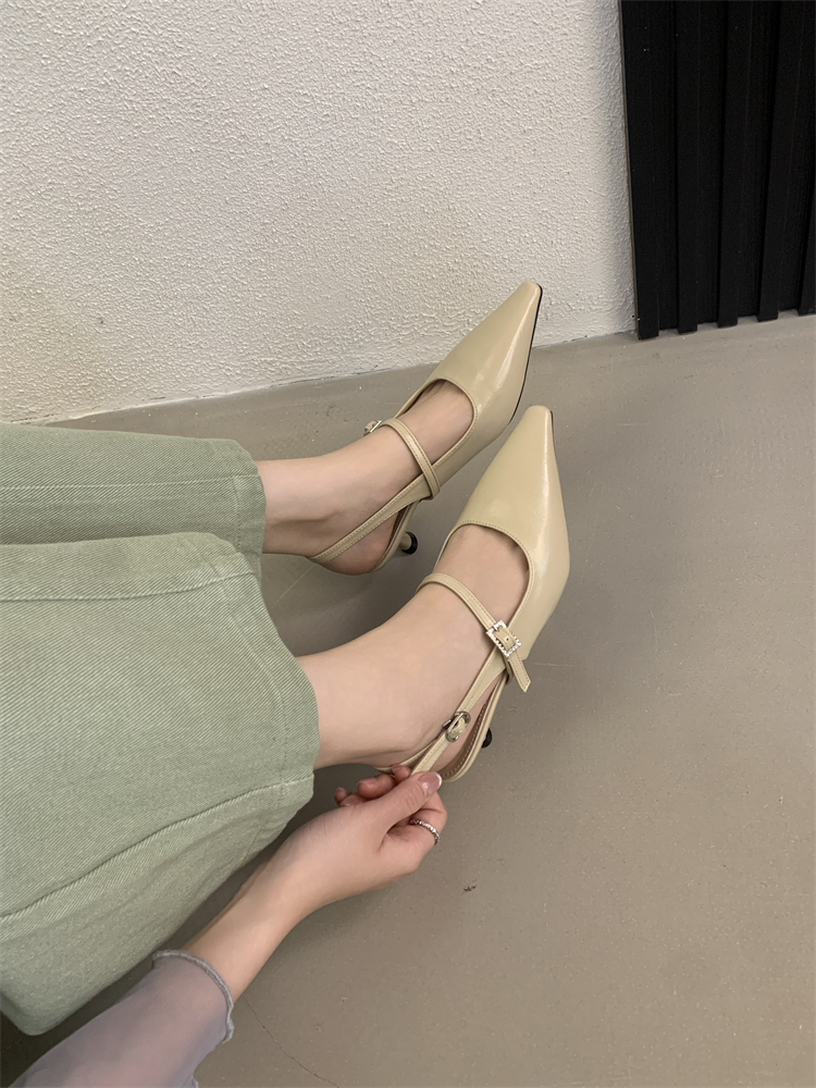 French Style Black Pointed Toe Heeled Sandals for Women 2026 Spring Summer New Arrival Elegant Low Heel Shoes - Image 3