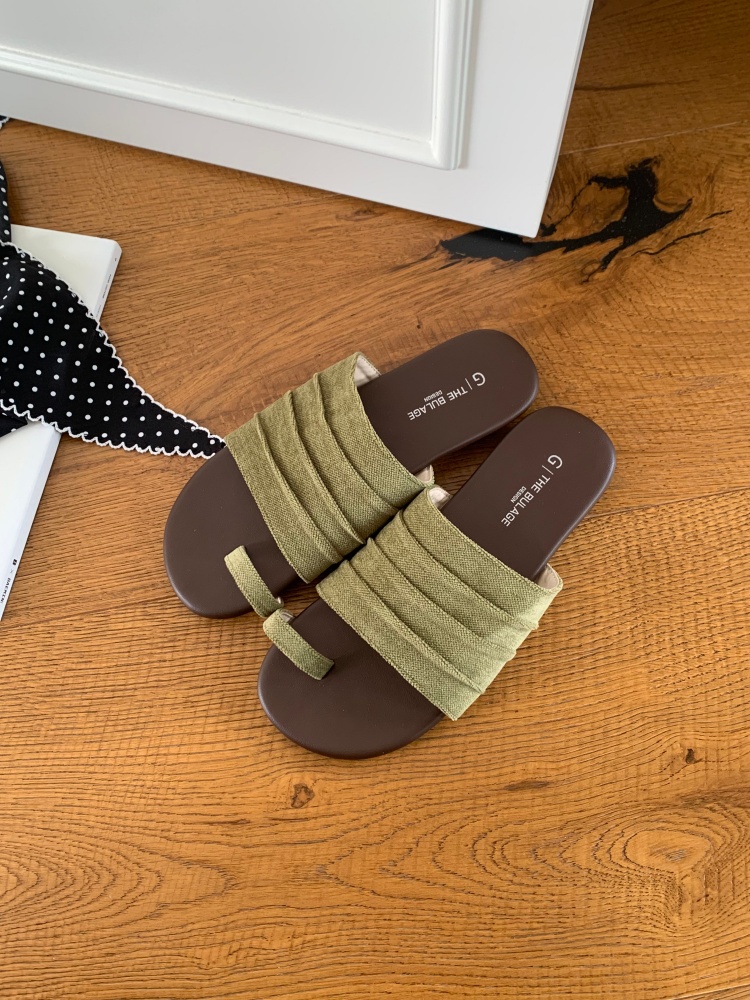 French Style Toe Loop Slippers for Women Summer 2026 New Casual Holiday Sandals Flat Slippers - Image 4