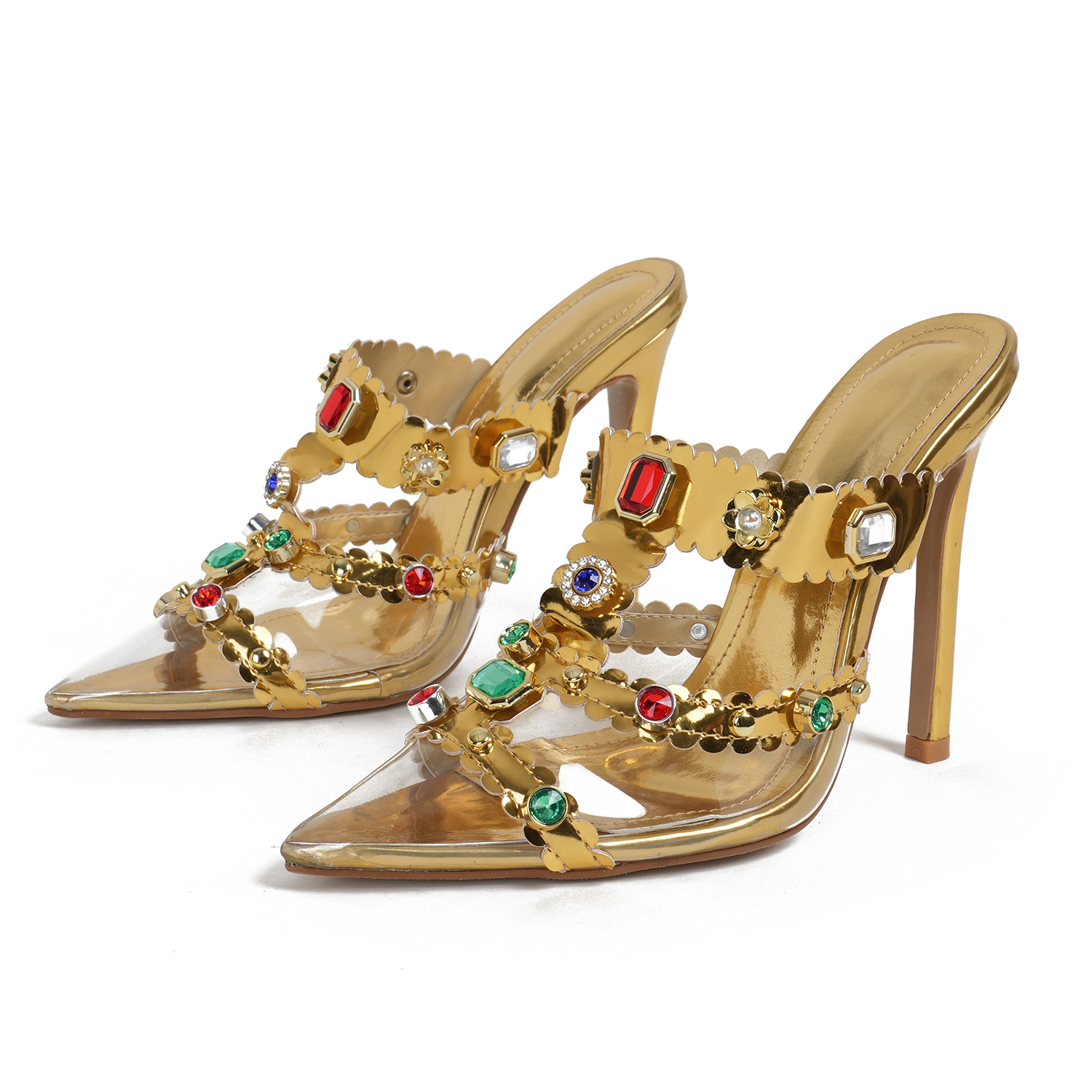 Heavy Rhinestone Pointed Toe Sexy Slippers with 42 Size Two Colors - Image 5