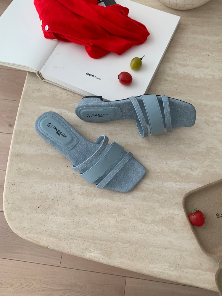Korean Style Square Toe Slippers for Women Summer 2026 New Simple Block Heel Open Toe Sandals - Image 4