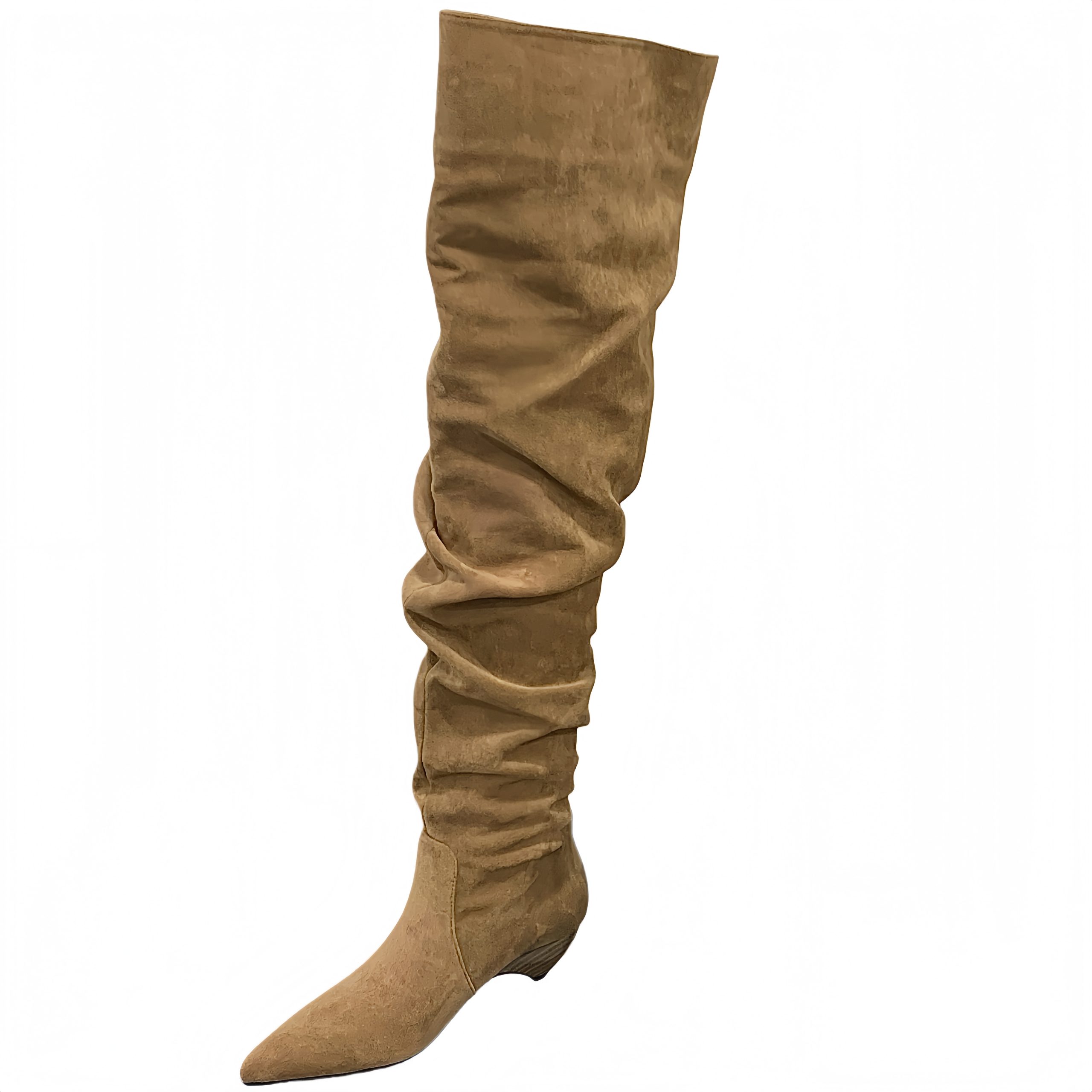 Slim Fit Versatile Maillard Brown Wide Calf Flat Over Knee Boots Women 2025 New Fall Tall Stacked Boots - Image 5